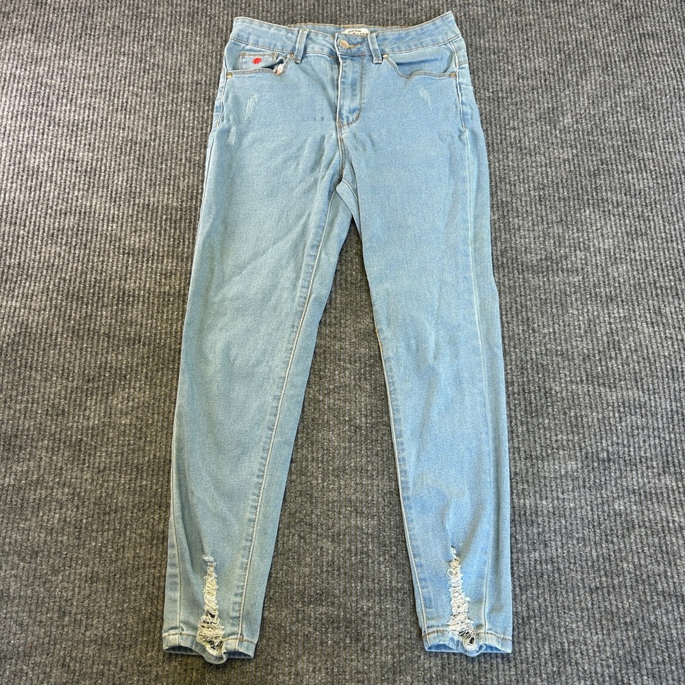 New York Get Lucky Light Wash Distressed Skinny Jeans Blue Size 5 Spade Logo